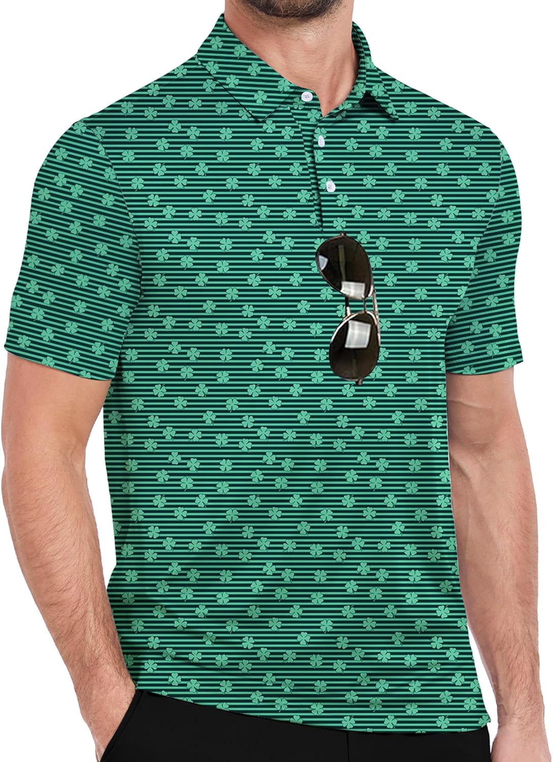 ZITY Men's Golf Polo Shirt - Short Sleeve Striped Design | UPF 50+ Moisture-Wicking Fabric