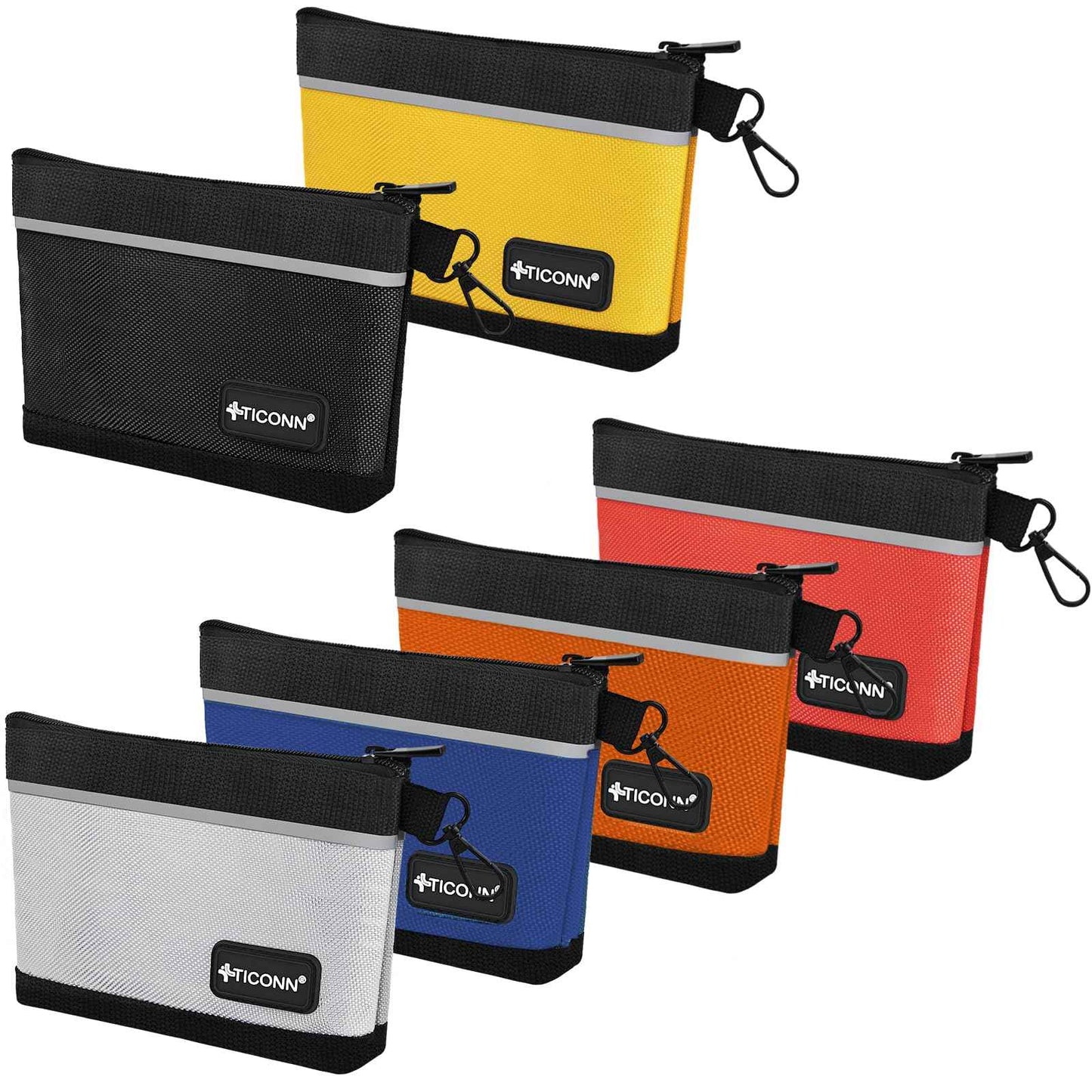 TICONN Tool Pouches with Zipper, 1680D Oxford Small Tool Bags, Waterproof Utility Bag Zipper Pouch for Tool Organizers and Storage (6 Pack Small)
