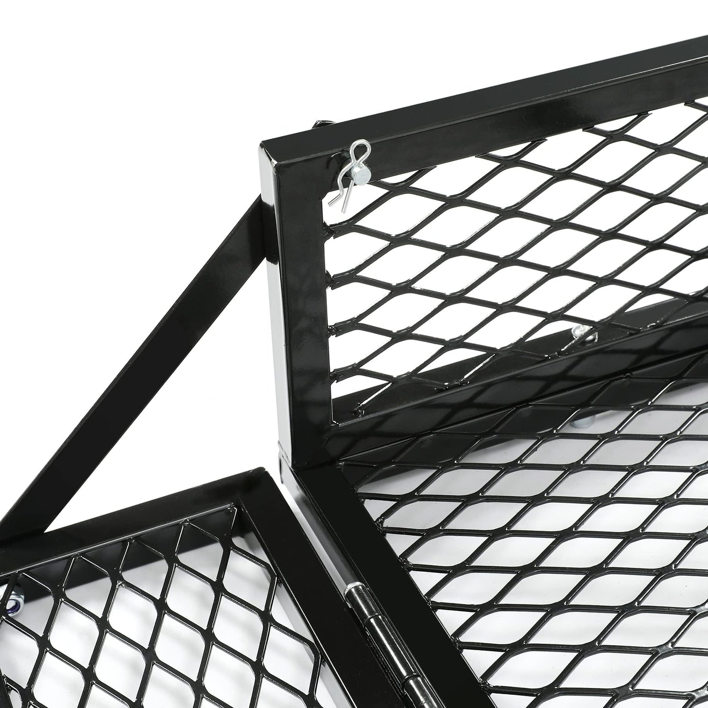 ECOTRIC Rear Cargo Basket Universal ATV UTV Storage Rack Rear Goods Mesh Rack Black Steel