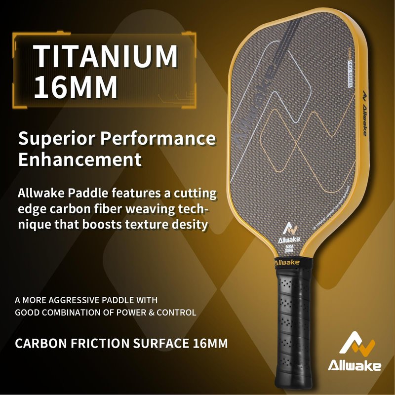 Pickleball Paddles, 3K Titanium Hybrid Carbon Fiber Pickleball Paddles Set, USAPA Approved Elite Control & Power Pickleball Paddle with 16mm Honeycomb Core, Ergo Sweatproof Grip & 360° Edge Protector