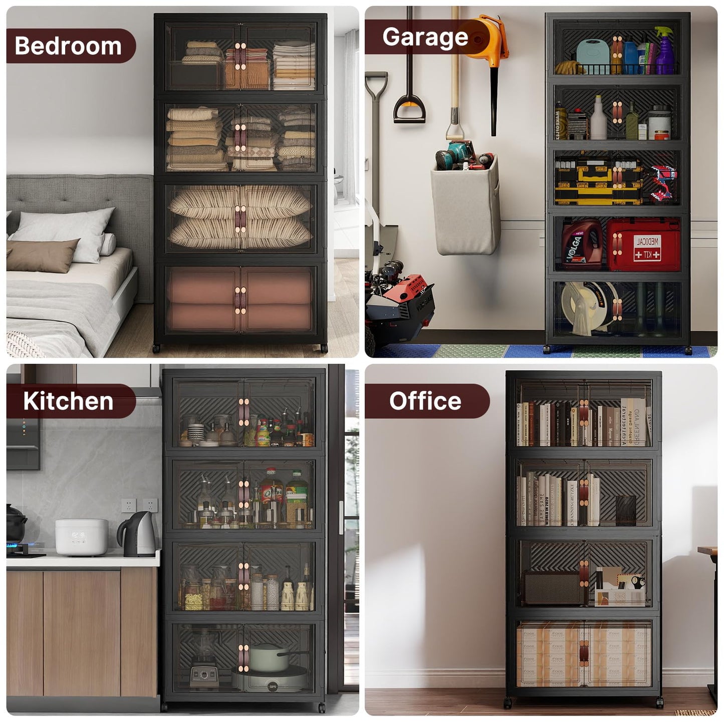 UAMFURI Stackable Storage Bins with Lids, 720QT Lockable Storage Cabinet