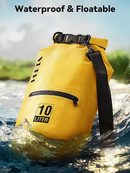 HEETA Waterproof Dry Bag - Lightweight Roll Top Storage with Front Zipper Pocket | 5L/10L/20L/30L/40L for Travel, Kayaking & Camping