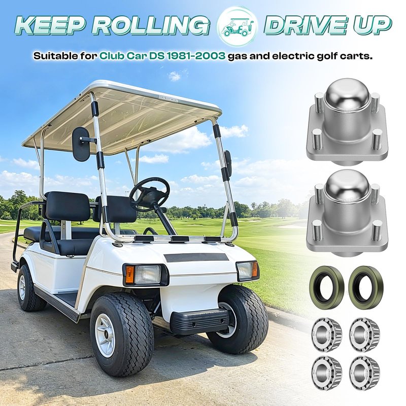 DRIVE UP Club Car DS Front Hub Assembly, Golf Cart Front Wheel Hub with Bearings Seals Kit for Club Car DS 1981-2003 Gas and Electric Golf Carts, OEM 1011892