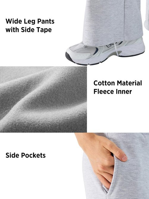 DITOK Womens Baggy Sweatpants 3 Pack, Wide Straight Leg Pants Womens Fleece Lined Elastic Waist Workout Casual Lounge