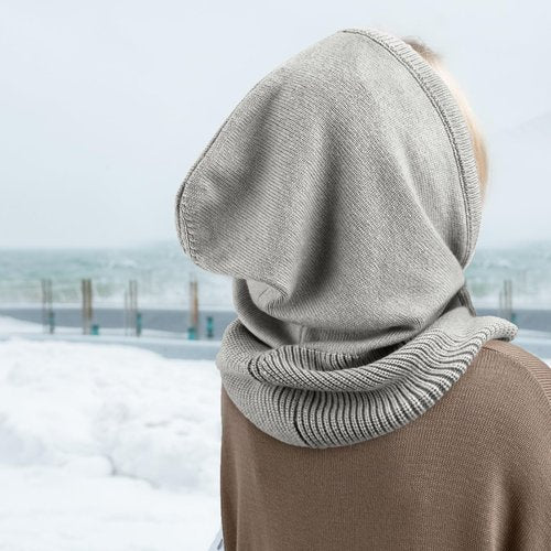 DRESHOW Winter Hats for Women Warm Hooded Scarf Hat Skull Cap Balaclava Knit Beanie Hat with Adjustable Drawstring