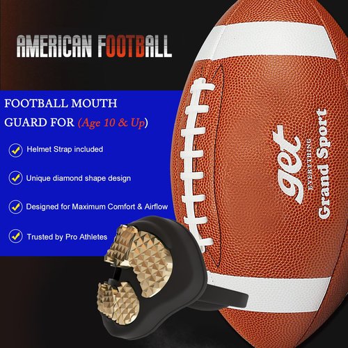 LeCool Football Mouth Guard – Rhombic Chrome Design with Strap – Maximum Protection & Airflow for Youth and Adult Athletes.