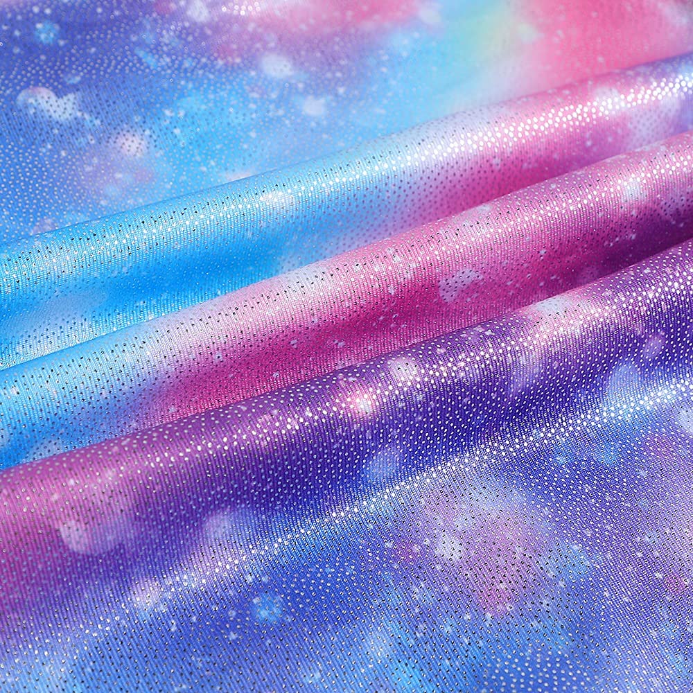 Leotards for Girls Gymnastics Unicorn Athletic Dance Wear Shiny Rainbow Blue Hotpink (Rainbow Galaxy, 3-4T)
