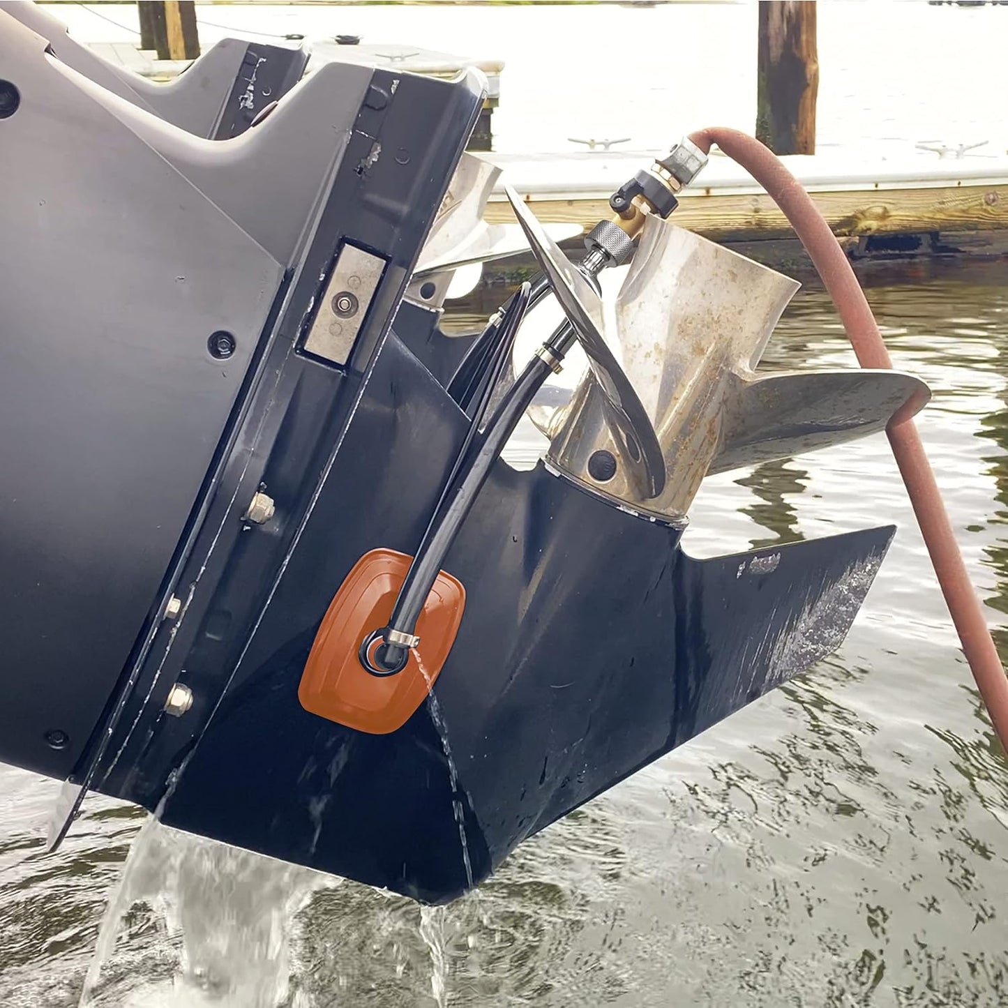 Steel Dual Feed Muff Style Boat Motor Flusher - Heavy Duty Design for Antifreeze Winterization | 5/8 Inch Hose Connection