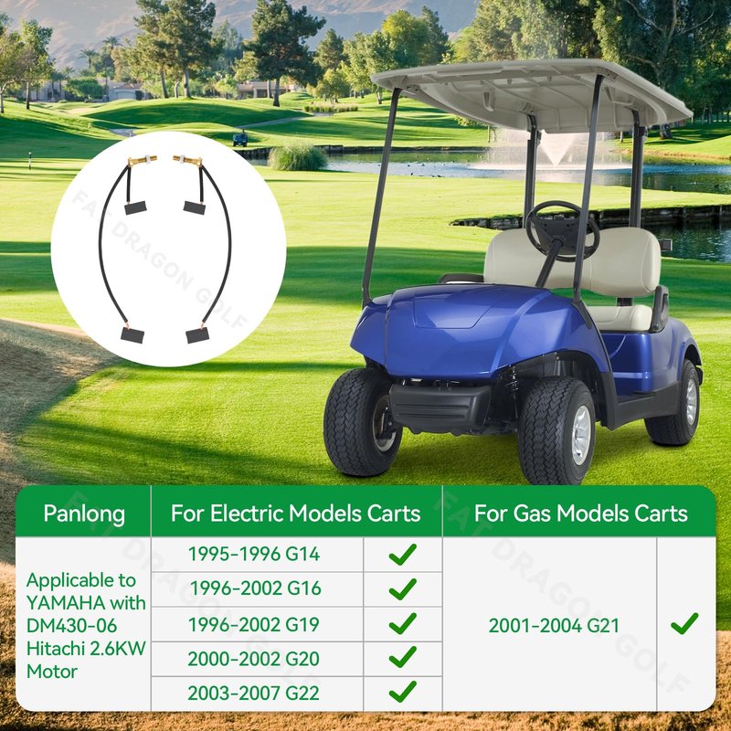 Panglong Golf Cart Motor Brush Kit, Motor Brush Suitable for Yamaha G14- Electric, G16- Electric, G19- Electric, G20- Electric, G22- Electric, G21- Gas, Hita-chi Motor Brush Kit OEM #JU2-H1801-20-00
