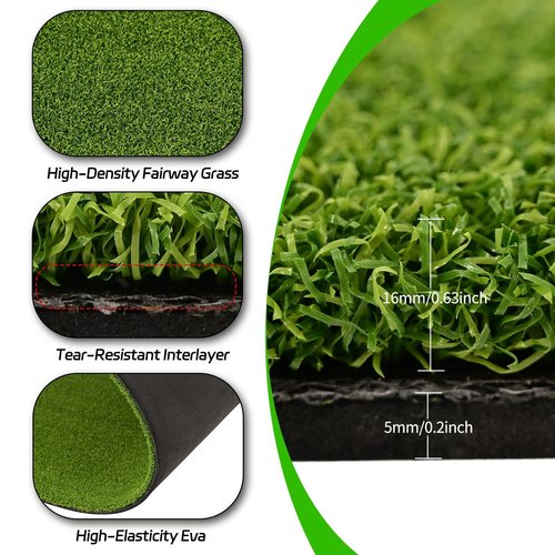 Golf Mat 5x4ft, Golf Hitting Mats for Indoor/Outdoor Practice, 21mm Dense Elite Artificial Hitting Training Mat,High-Elasticity Artificial Turf Mat for Golf Simulator Chipping Driving Training