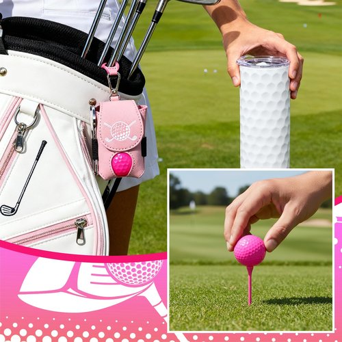 Patelai Pink Golf Gifts for Women Funny Golfing Accessories Gifts Set for Golfer Lovers Includes Golf Balls Tumbler Portable Bag Tees Metal Divot Repair Tool Towel Sash Socks Mother's Day Favor