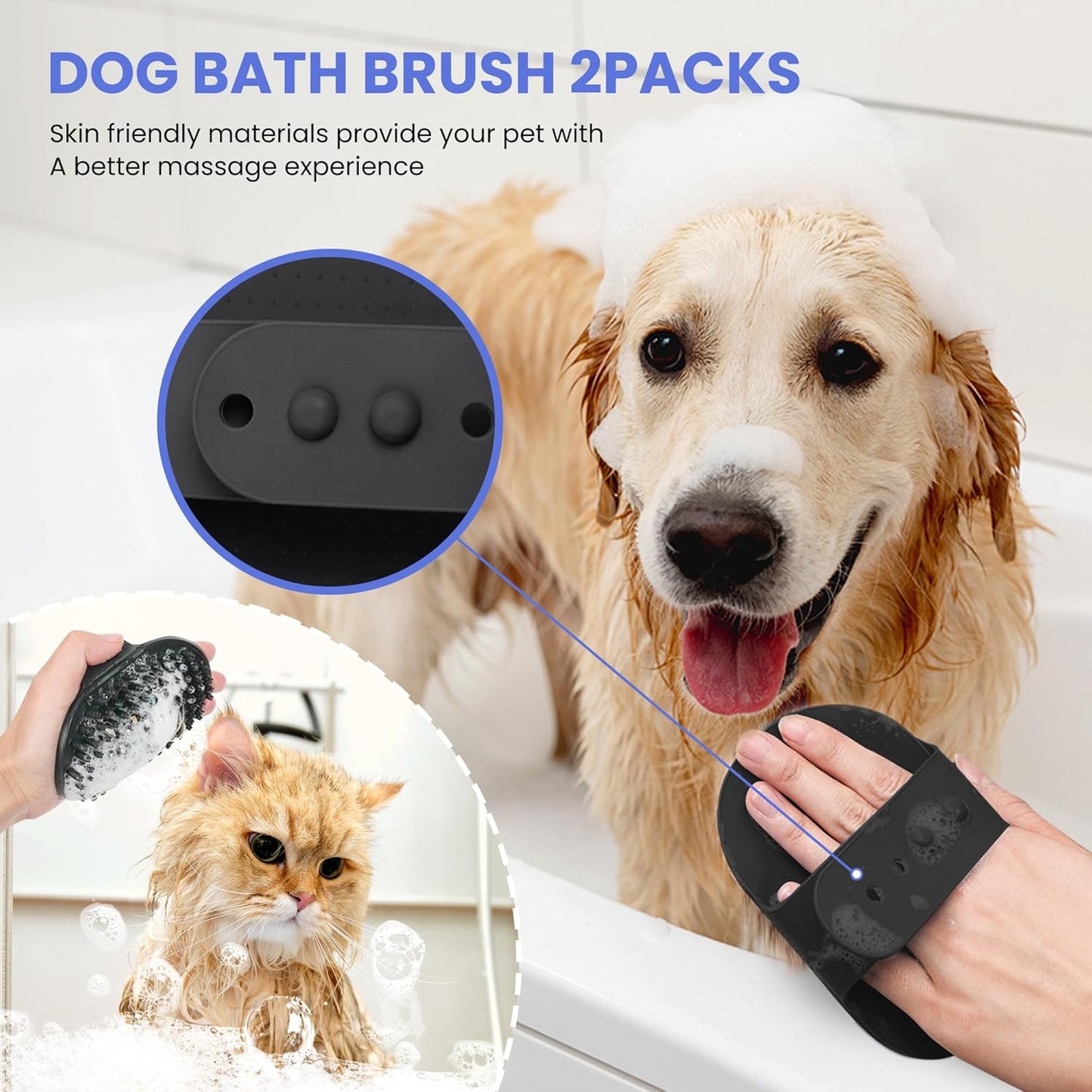 Skiennix Self-Cleaning Shedding Brush - 5-in-1 Pet Grooming Kit for Dogs & Cats | Skin-Friendly Tool, Black