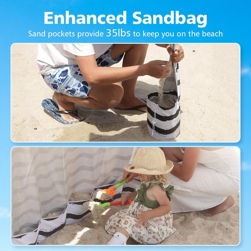 Beach Cabana - 6FT Beach Umbrella with UPF 100+ UV Protection & Sunshade Curtain - Waterproof Tent - Portable Shade, Easy to Set Up, Perfect for Family & Friends, Navy Blue