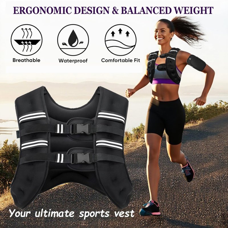Weighted Vest for Women and Men, 20lb Weight Vest with Reflective Stripe for Workout, Strength Training, Running, Fitness, Muscle Building, Weight Loss, Weightlifting