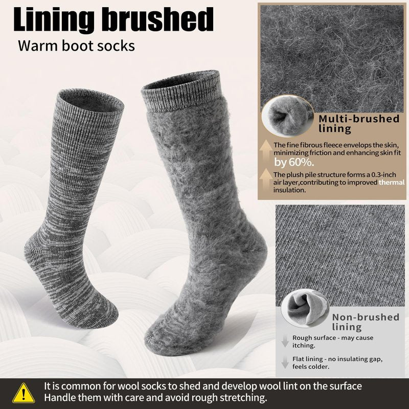 ORVYTHA 3 Pairs Alpaca Wool Boot Socks Men Women Thermal Warm Heavyweight Thick Socks Winter Hunting Hiking, Moisture Wicking (US, Alpha, Medium, Regular, Regular, Dark Gray)