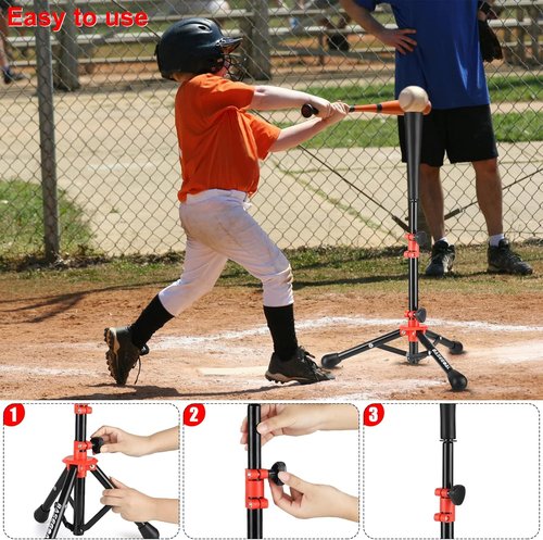 BaseGoal Baseball Tee - Adjustable Youth Batting & Softball Hitting Tee | Perfect for Teeball & Travel
