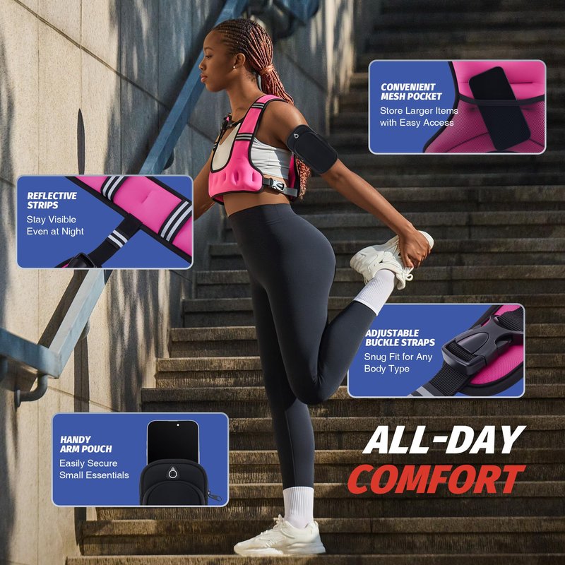 ZELUS Weighted Vest for Women Men, 6/8/12/16/20LB U-Shaped Ergonomic for Even Weight Distribution, Odorless Workout Vest with SGS Certification, Arm Pocket & Back Mesh Pouch for Training & Running