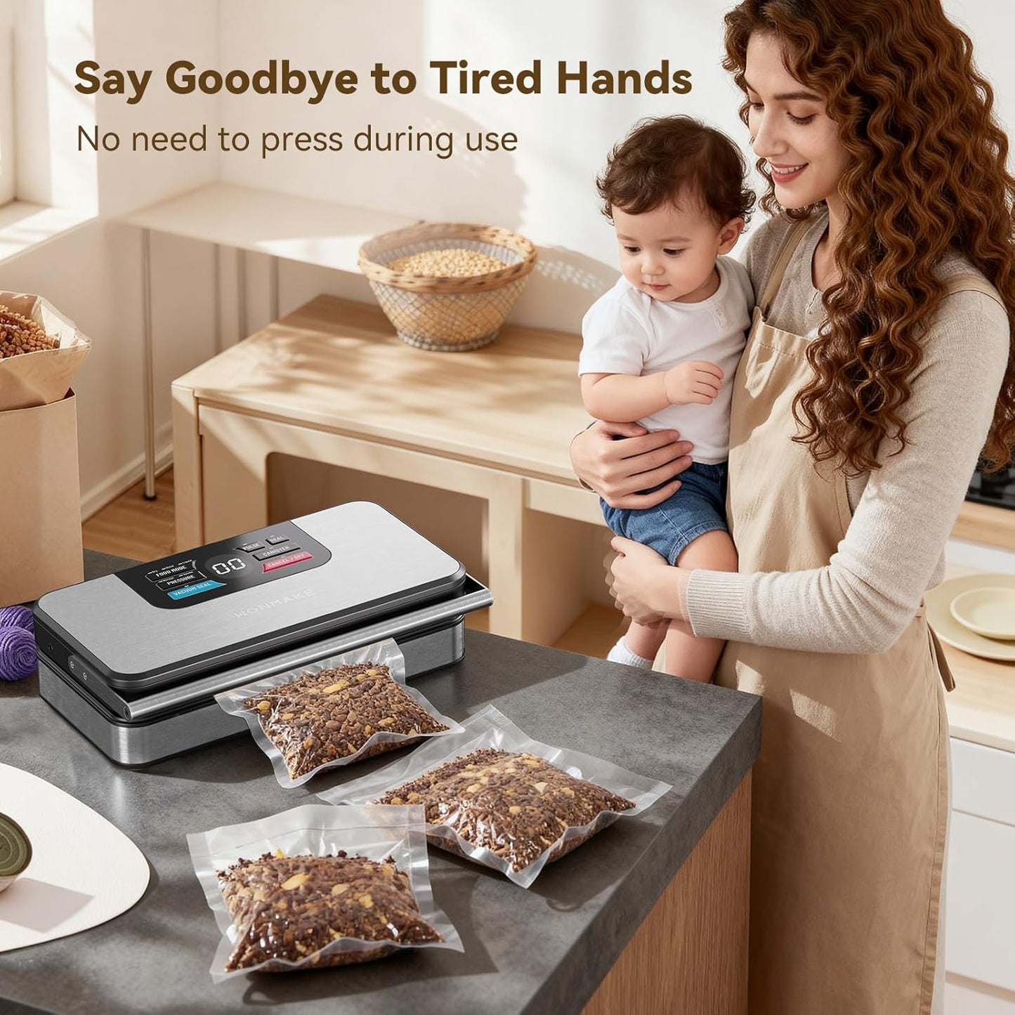 Regine Switzerland 10-in-1 Vacuum Sealer - Powerful 95kPa Food Preservation, Easy Handle & Built-in Cutter