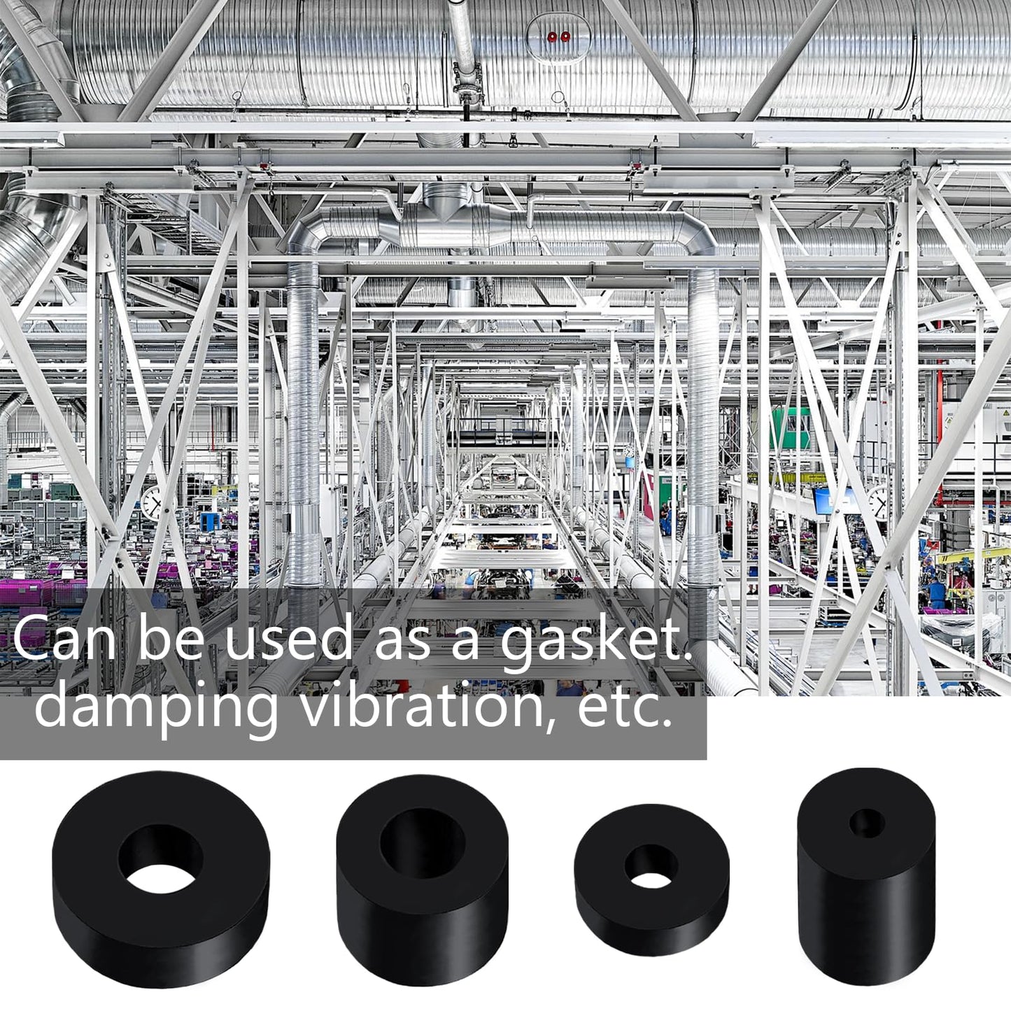 REDANHA 30 PCS Rubber Spacer 4 Sizes Black Non-Slip Thick Grommets Vibration Isolation Round Rubber Flat Washers