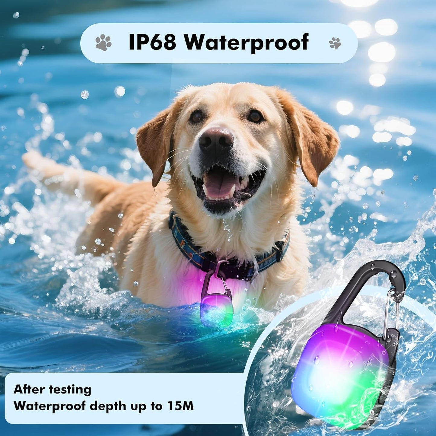 Skiennix LED Dog Collar Lights - Rechargeable Safety Clip-On Lights with 4 Modes | IP68 Waterproof, 2-Pack