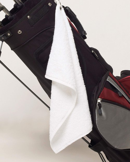 Georgiabags 3 Pack Terry Velour Golf Towels, 11x18 Fingertip Towels, Sport Towels, Corner Grommet & Hook (White)