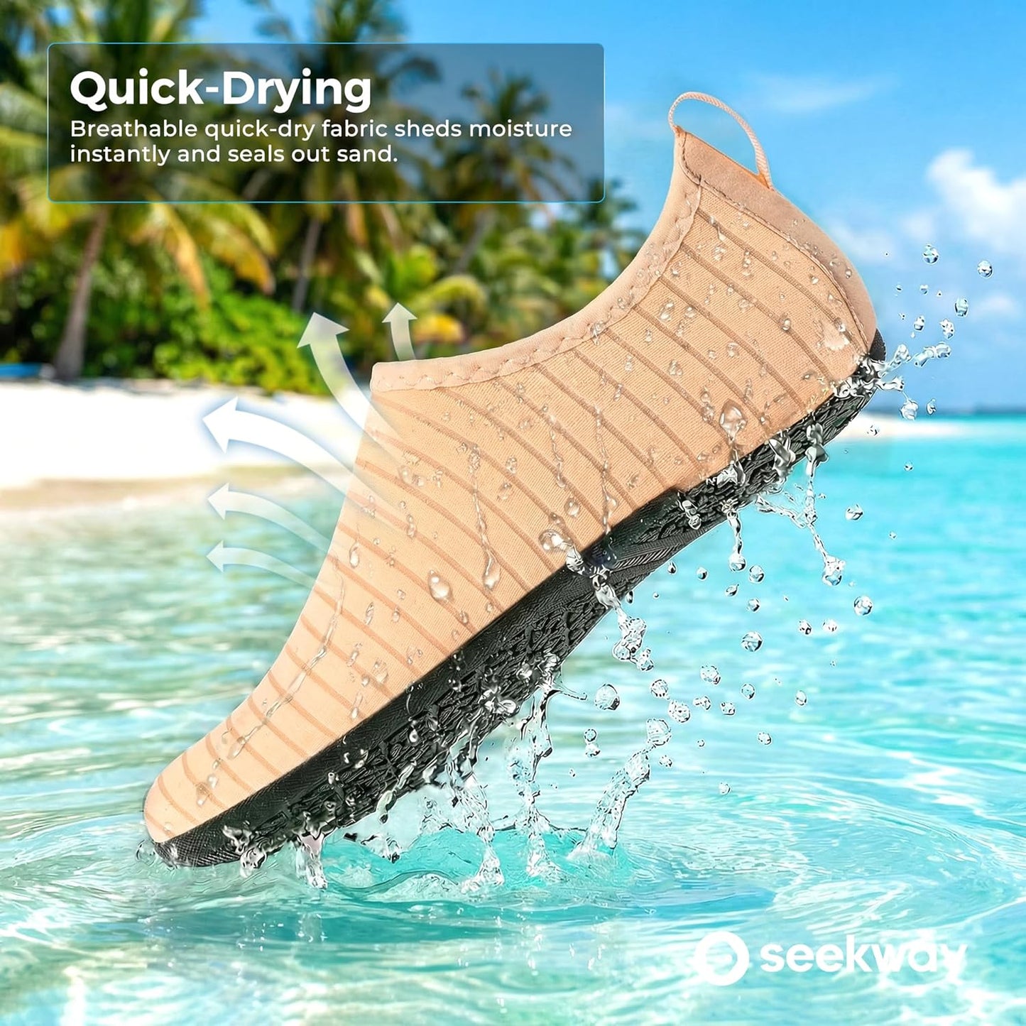 SEEKWAY Water Shoes - Quick-Dry Aqua Socks for Adults | Non-Slip Barefoot Design in Black