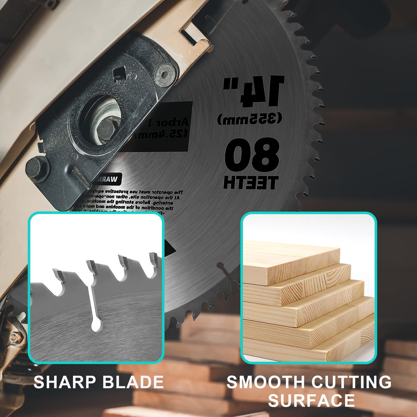 8-1/4 Inch Circular Saw Blade 60T, 5/8 Inch Arbor, Alternate Top Bevel Saw Blades for Cutting Wood, 1 Pack
