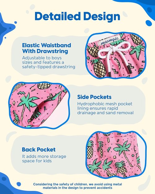 Maamgic Boys Swim Trunks - Comfortable Toddler Bathing Suit | Stylish Swim Shorts for Little Boys
