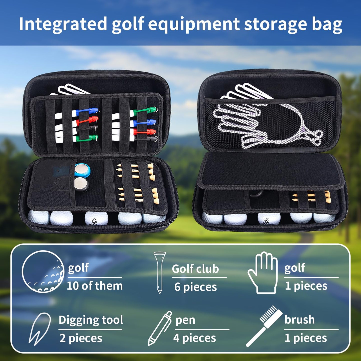 Golf Glove Holder Case Portable Golf Glove Box Storage Pouch Golf Glove Caddy Bag with Clip,Golfer Gifts for Men Women Golf Accessory Case for Divot Tools, Tees, Ball Markers