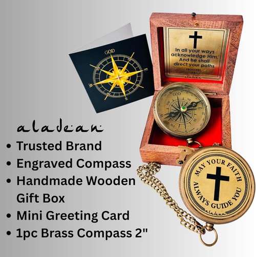 God's Faith Compass - Engraved Christian Hiking Compass Gift for Men & Women | Perfect for Baptism, Communion, Confirmation