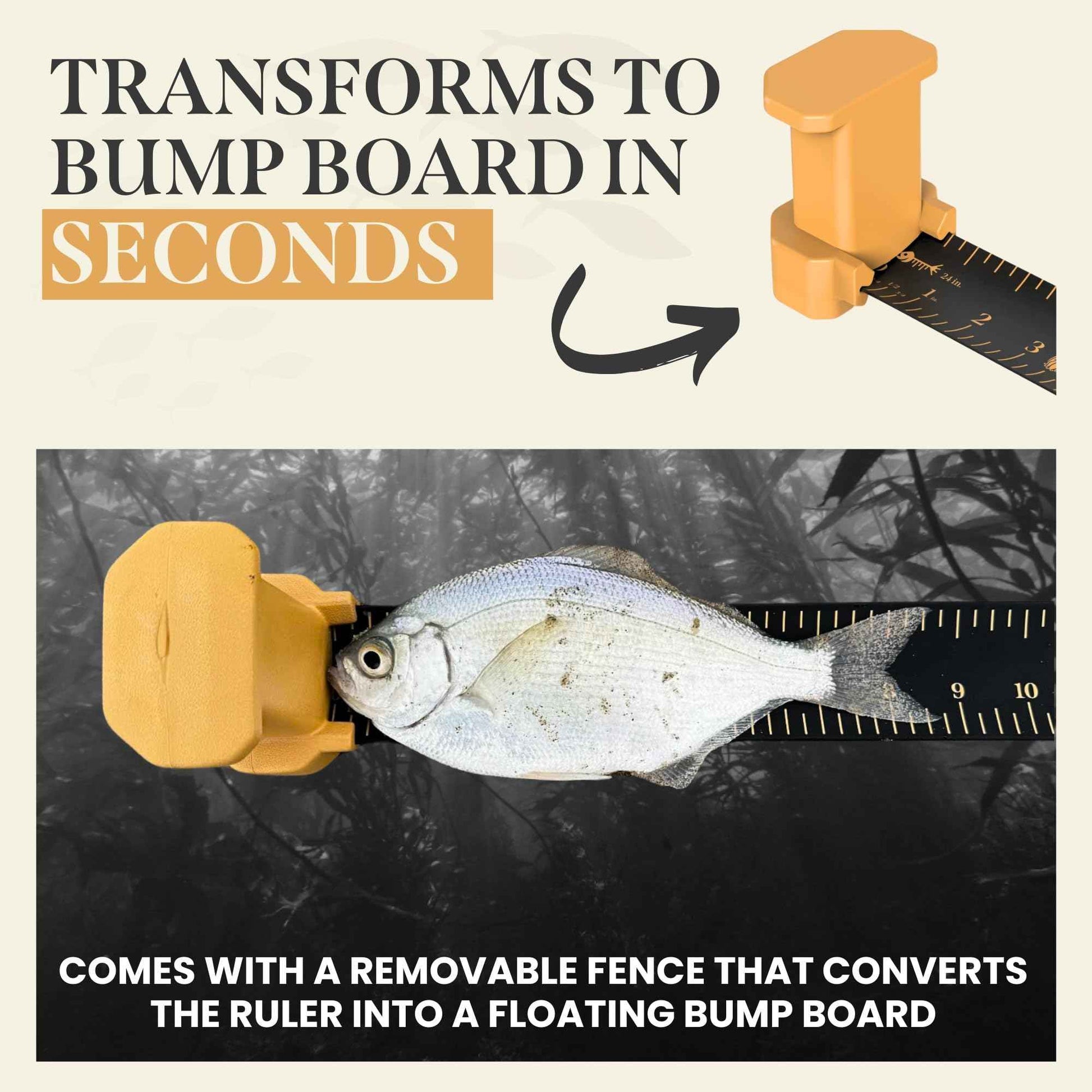 Fish Rulers Roll-up & Slap-on Premium Fishing Tape Measure - Easy-to-Read Catch and Release Fish Measuring Device for Boat & Kayak Accessories - Compact & Extendable Fish Ruler (Gold - 24" Inches)