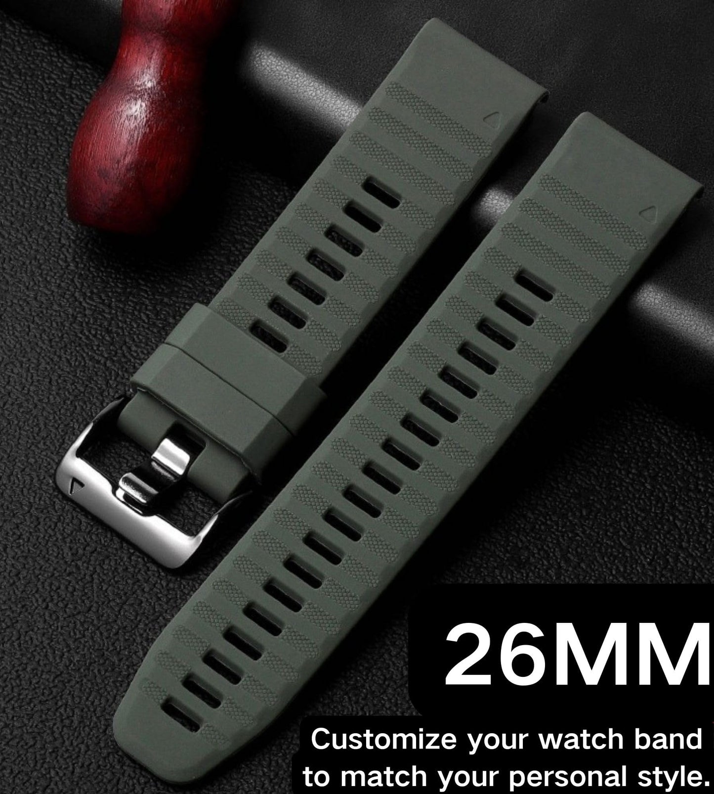 OUTVI 26mm watch band compatible with garmin fenix 5x 6x Pro 7x 3 hr rugged silicone quick fit 26 strap replacement for Epix Pro Gen 2 51mm Enduro 2 Descent Mk2 Mk2i Mk3i tactix men women Army Green