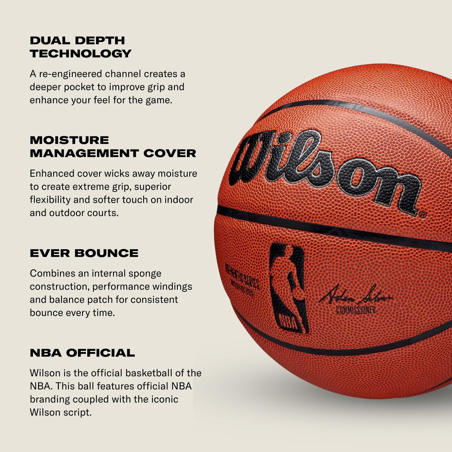 WILSON NBA Authentic Indoor/Outdoor Basketball - Brown, Size 7-29.5"