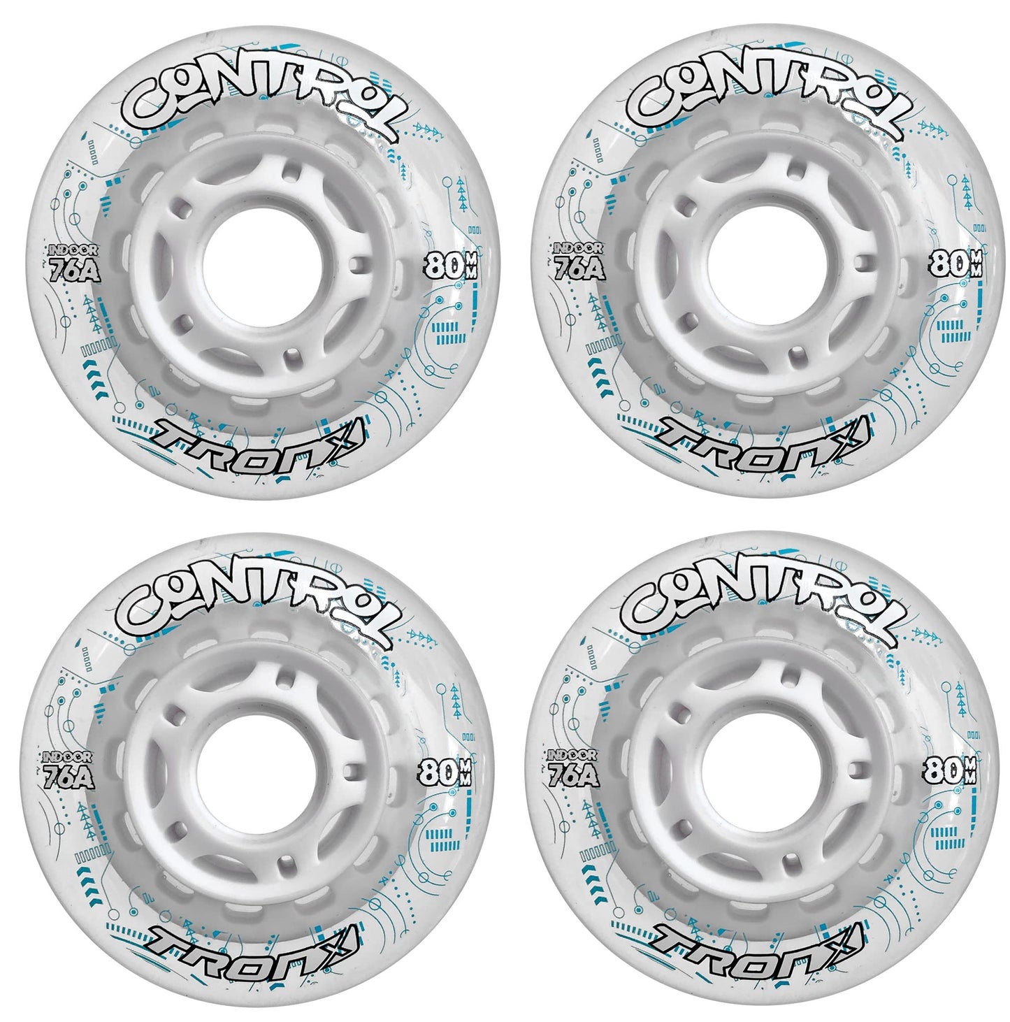 TronX Control Indoor Soft 76A Roller Inline Hockey Wheels - 59mm, 68mm, 72mm, 76mm & 80mm Hi-Lo (80mm)