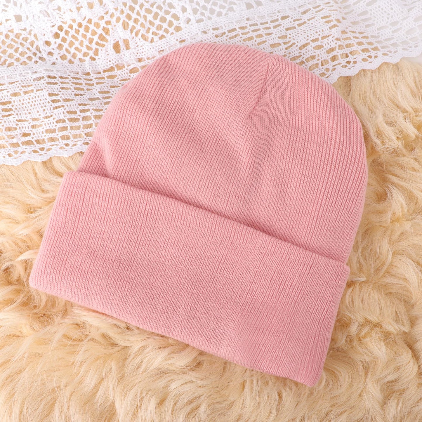 AQOKKA Womens Satin Lined Knit Beanies Hat Warm Silk Lined Winter Hat for Women Men Soft Slouchy Cuffed Unisex Skull Cap