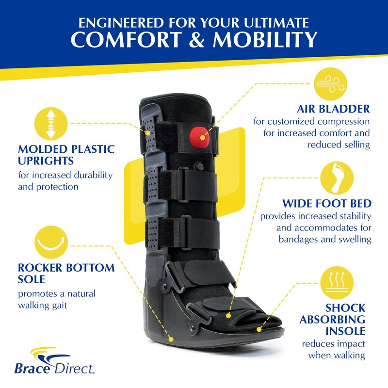 Brace Direct Tall Air CAM Walker Fracture Boot Walking Boot for Ankle Injuries, Foot Fractures & Post-Surgery (Medium - US Shoe Men 7.5-10.5 / Women 8.5-11.5)