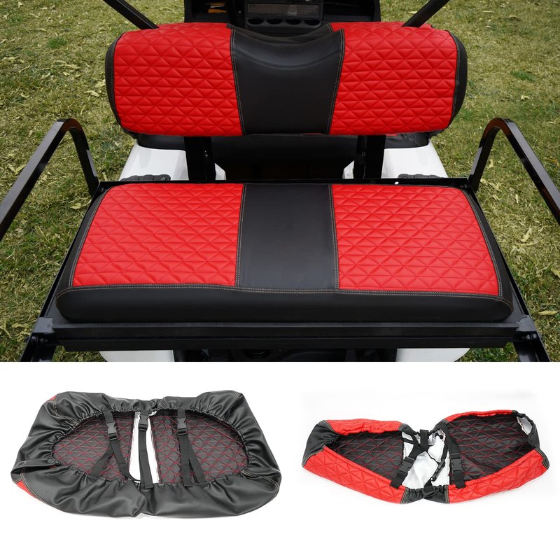YUWEIDG0769 Universal Golf Cart Rear Seat Covers for Common Seat Cushion for Aftermarket Back Seat Kits, Red Vinyl Golf cart Seat Cover