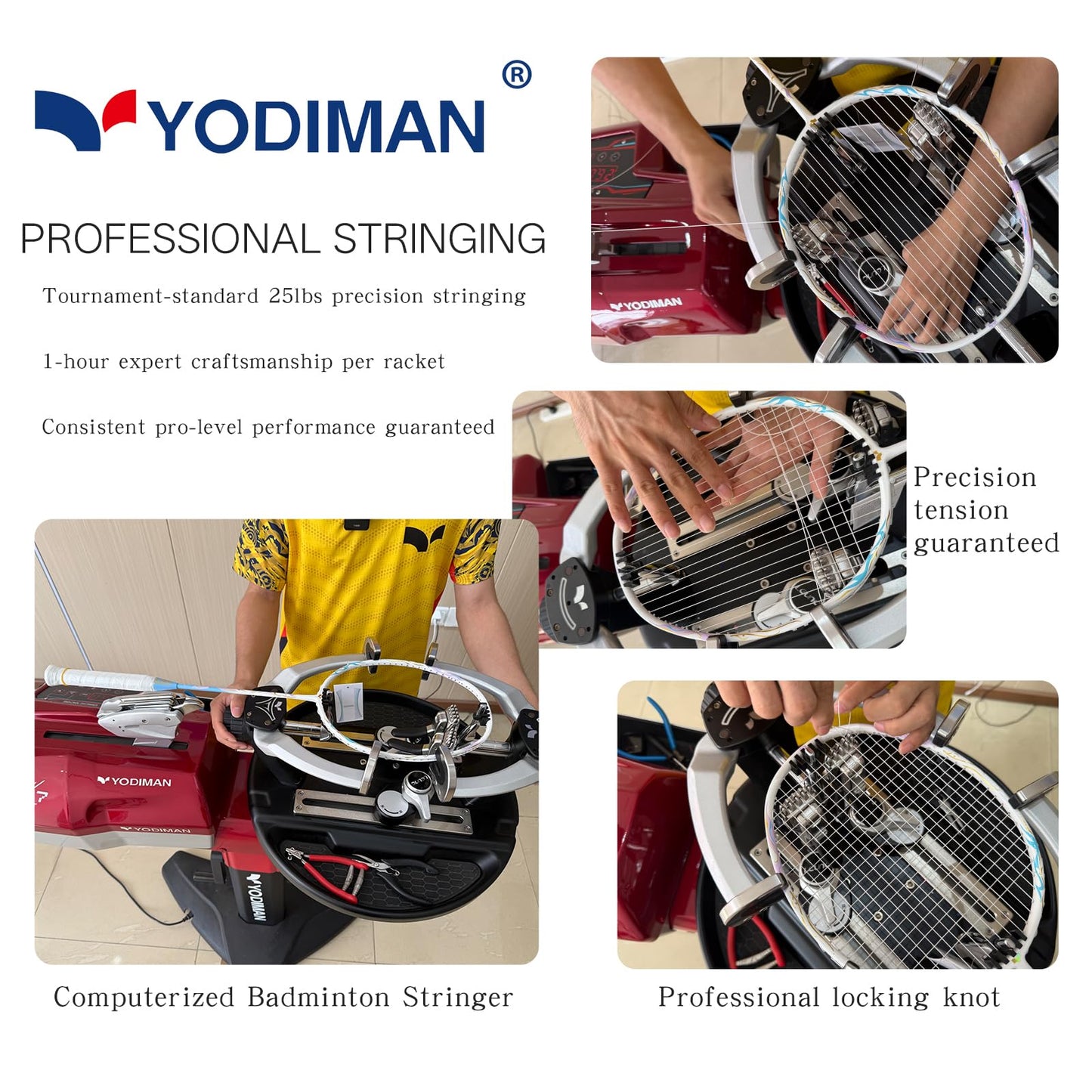 YODIMAN Single Professional Badminton Racket for Advanced Players - 50T Graphite Carbon Fiber with Aerodynamic Frame, Pre-Strung 26lbs, Ultra-Light 5U for Club & Tournament