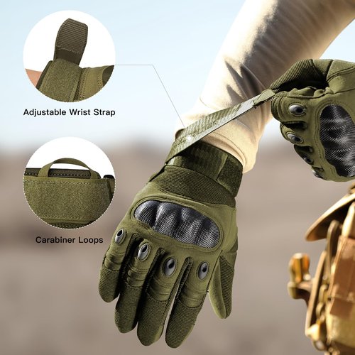 FREE SOLDIER Gloves for Men Full Finger Fingerless Gloves for Work Gardening Cycling Motocycle Hiking Riding Climbing(Green Small)