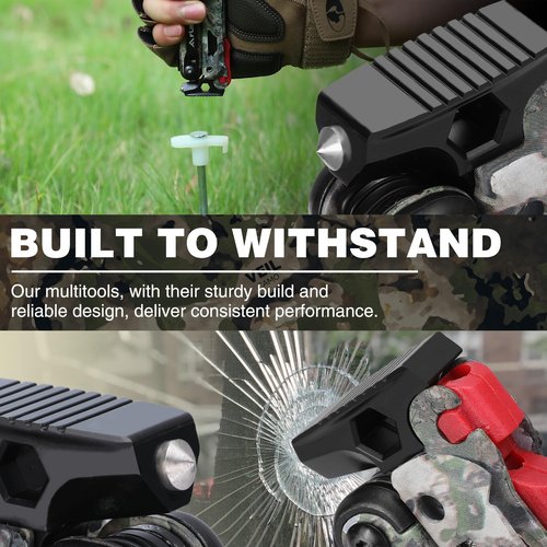 FLISSA Multitool, 18 in 1 Camo Multitool Pliers with Fire Starter, Window Breaker, Whistle, Stainless Steel EDC Gear with Sheath - Perfect for Survival, Simple Repair, Camping