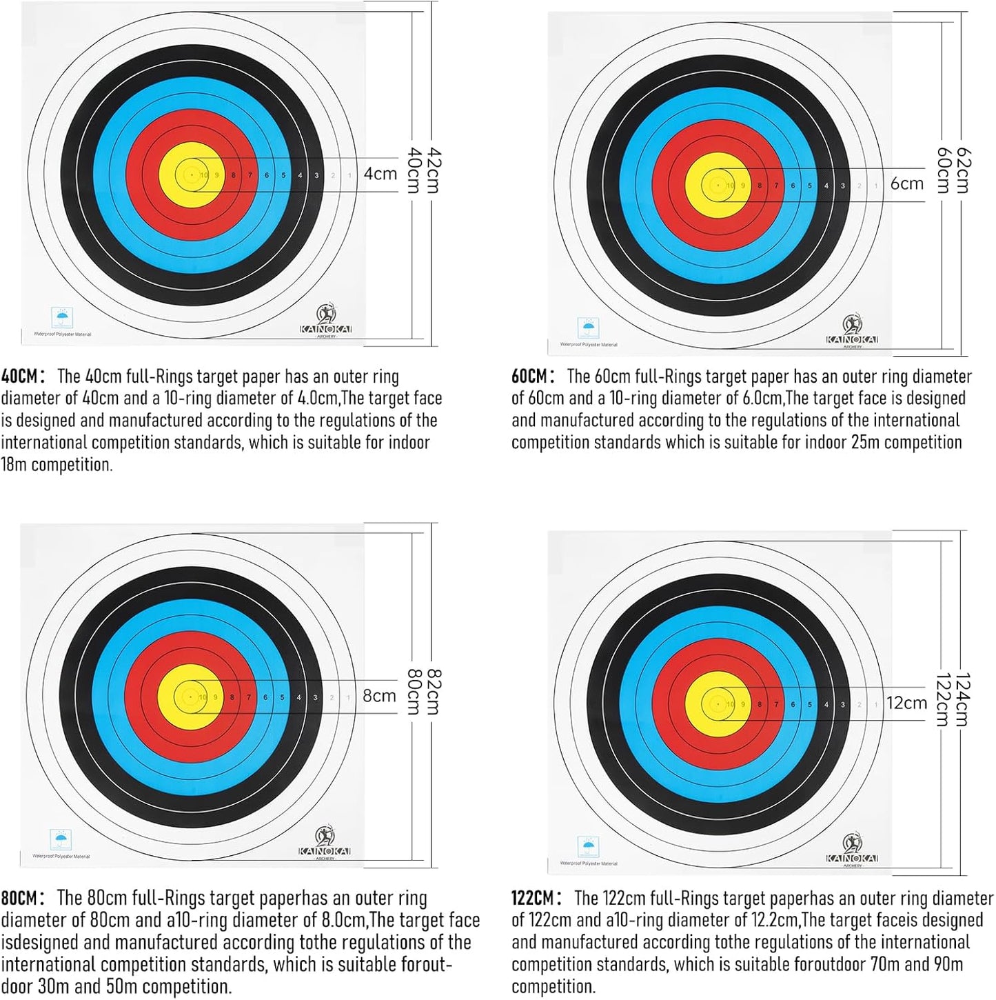 Regine Switzerland Archery Targets - Durable Paper Compound Bow Targets | 40cm, 60cm, 80cm Sizes