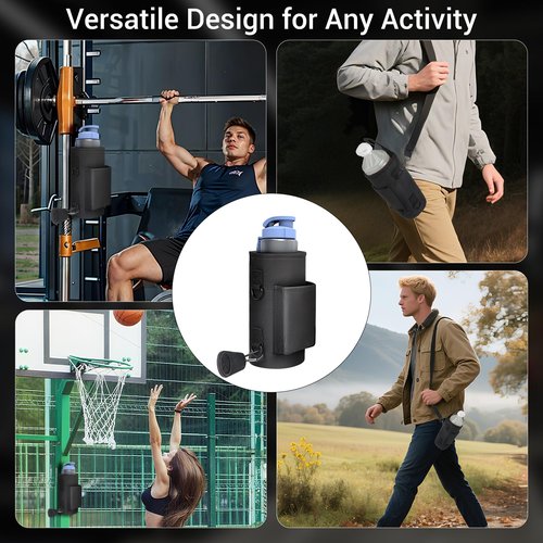 Magnetic Gym Bag with Phone Pocket Water Bottle Holder – 6 Built-in Magnets for Hands-Free Use – Ideal for Workouts, Outdoor, Travel – Securely Attaches to Equipmen (Black)