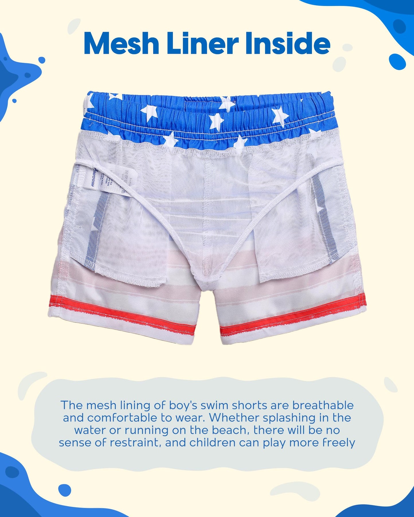 maamgic Boys Swim Trunks Toddler Swim Shorts Little Boys Bathing Suit Swimsuit Toddler Boy Swimwear Flag Blue 2T