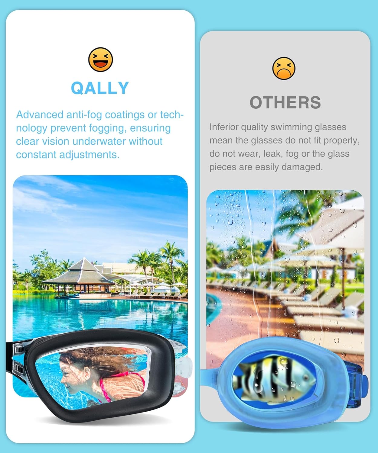 Skiennix Kids Swimming Goggles - Anti-UV, Anti-Fog, Leak-Proof | 3 Pack for Ages 6-16