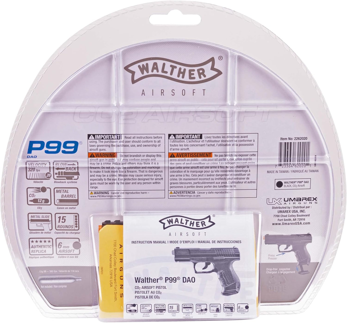 Umarex Walther P99 Airsoft Gun - CO2 Powered Blowback 6mm BB Pistol for Realistic Action