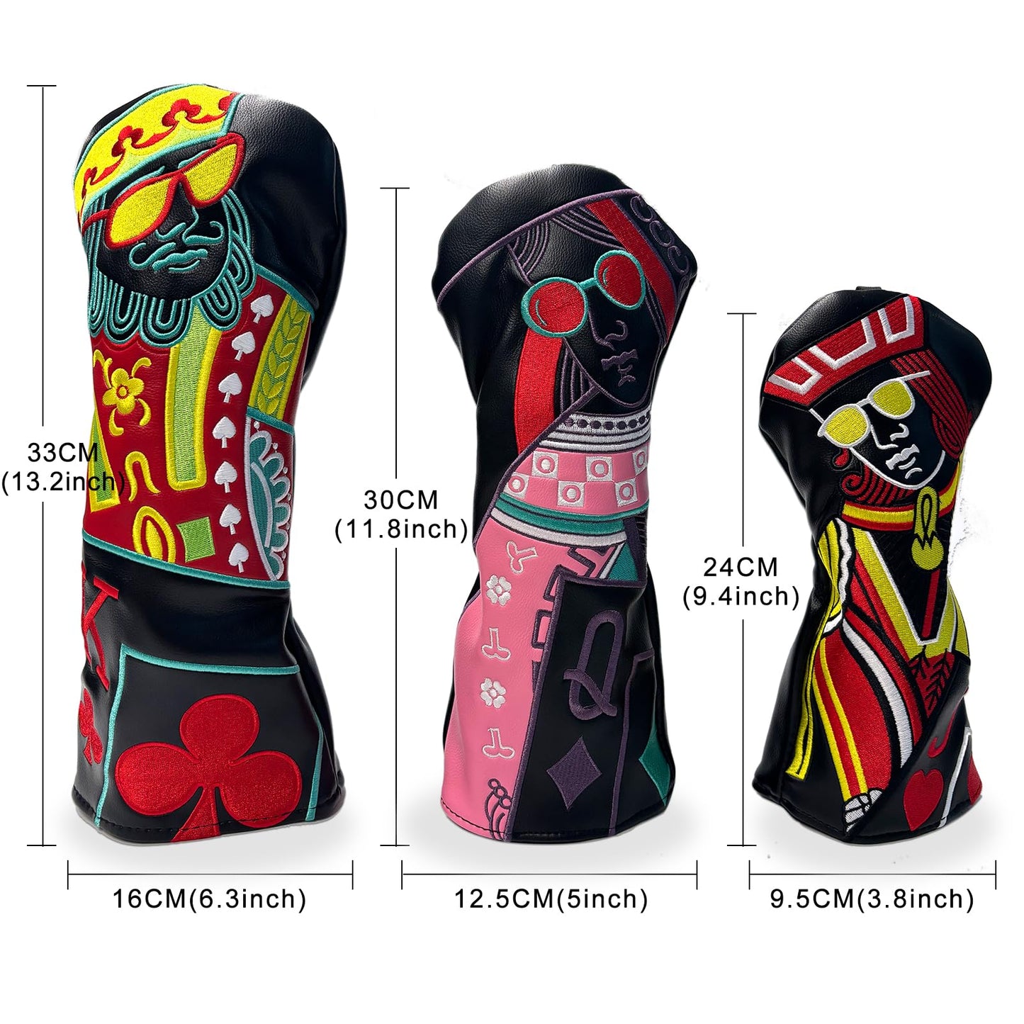 IMUSUBI Poker Golf Headcover Fairway Wood Cover Headcover with Premium Synthetic Leather Material Embroidery Poker Pattern Fits for All Brand Golf Headcovers (for Driver)