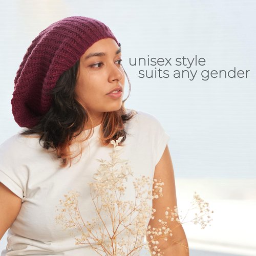 Oversized Winter Slouchy Knit Beanie - Mens Warm Fall Hat Womens Dreadlock Cap Large Slouch Tam for Big Heads Ivory