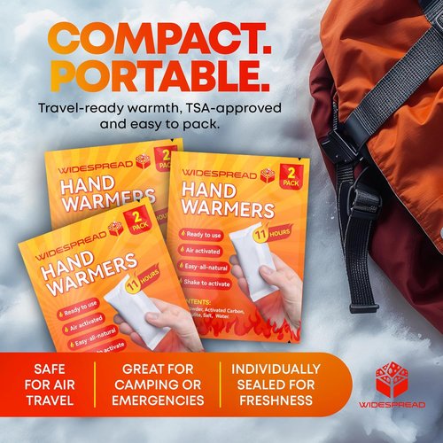 Hot Hands Hand Warmers - 50 Pairs of 11+ Hour Disposable Air-Activated Warmers | TSA Approved