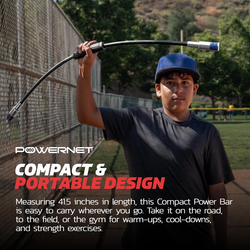 PowerNet Compact Power Bar, Weighted Tube with Interchangeable Weights, Strength Training Shoulder Rehabilitation Aid, Baseball Training Warm Up Cool Down, Increase Strength, Mobility & Flexibility