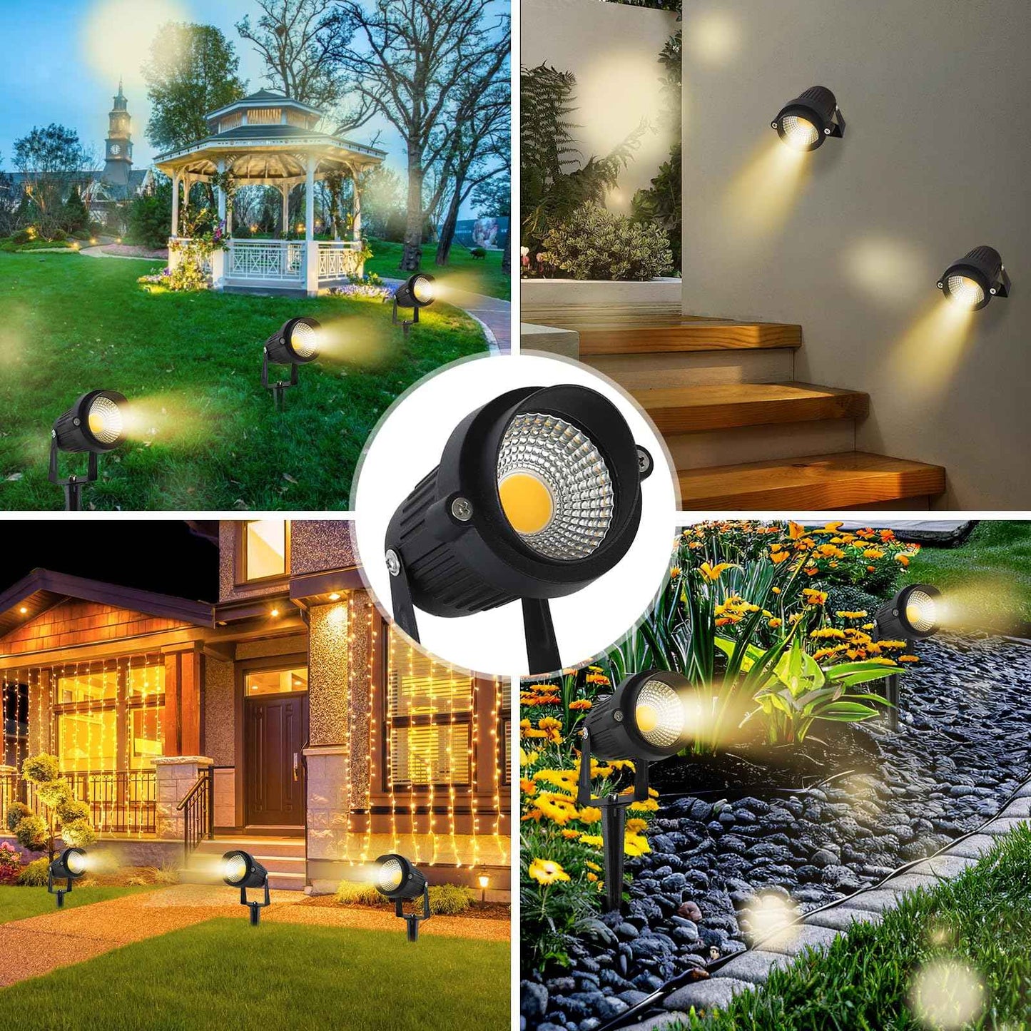 Lorrtta Landscape Lighting, 5W Spotlight Outdoor, 3000K Warm White LED Outdoor Spot Lights for Yard, IP65 Waterproof Outdoor Lighting, Garden Lights for Outside with Aluminum Case, 2 Pack